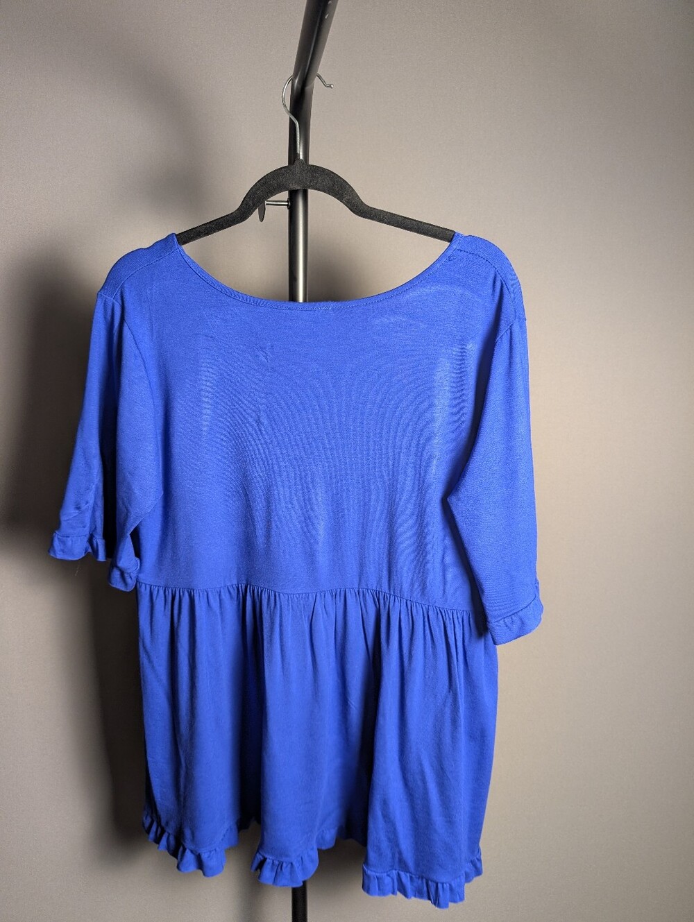 Heimish USA Royal Blue Ruffle Hem Babydoll Tunic Top Large A-227 - Picture 9 of 11
